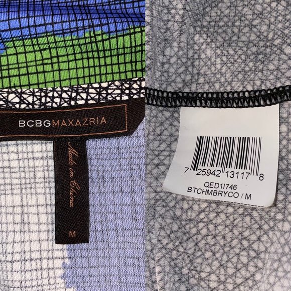 Vintage BCBGMAXAZRIA Silk Stretch Jersey Knit Shift Dress Mixed Mod Print - Picture 9 of 9